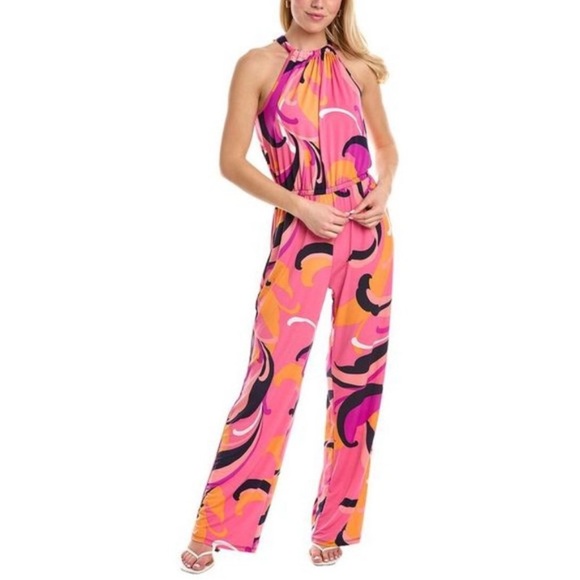 Trina Turk Pants - Trina by Trina Turk Tropical Print Halter Juju Jumpsuit vacation artsy resort